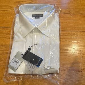 David Donahue White Dress Shirt Classic Formal Style
